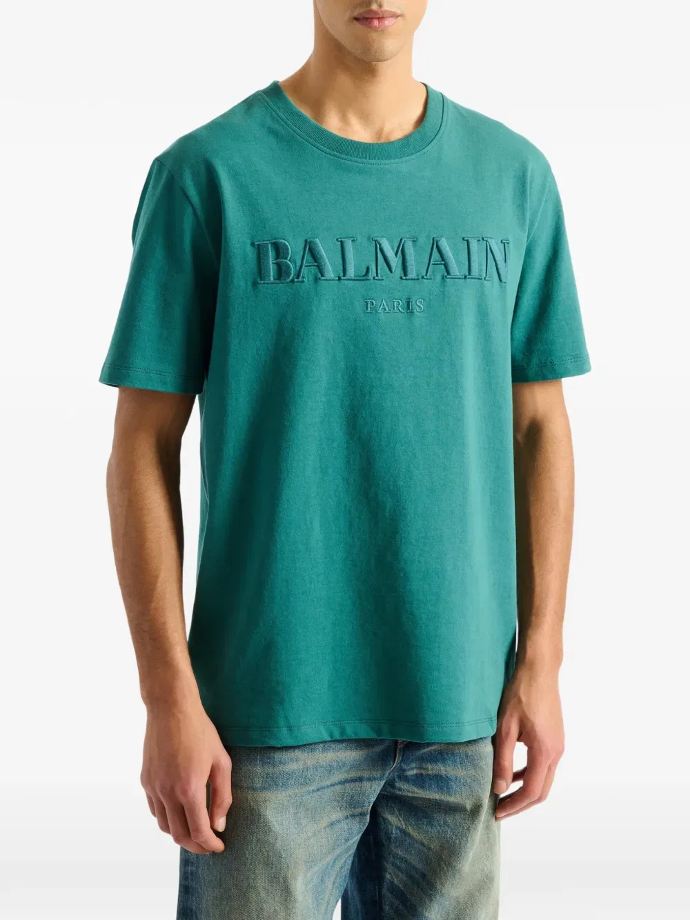 Футболка с вышивкой Balmain, синий — фото 4