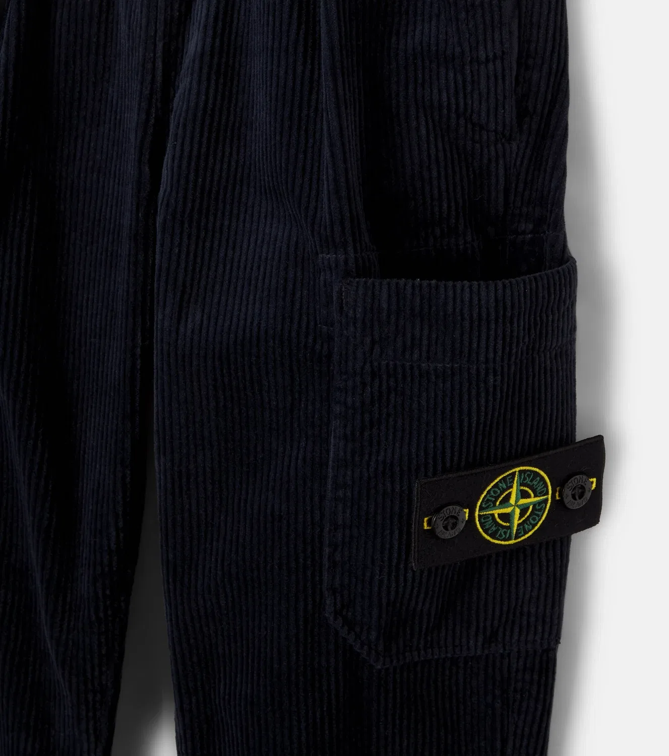 Брюки из вельвета с эластичным поясом Stone Island Junior, синий — фото 4