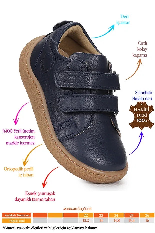 Детские кеды для мальчиков на липучке Kiko Kids, Navy Blue — фото 2