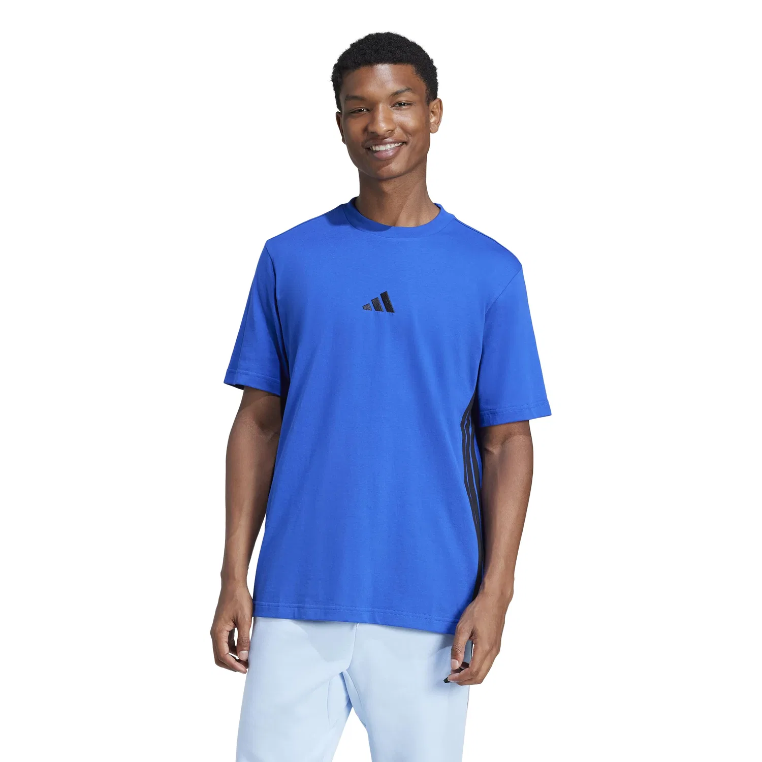 Мужская футболка с принтом Essentials 3-Stripes adidas, 2-Team Royal Blue/Black