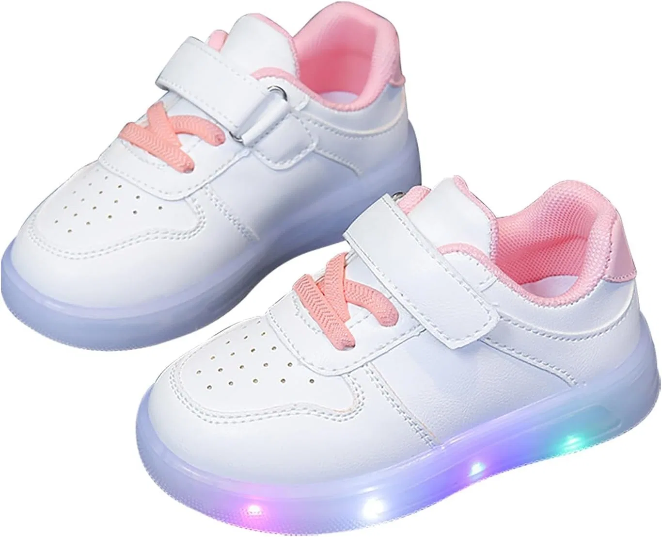 Детские белые кроссовки без шнуровки с мягкой резиновой подошвой, Pink