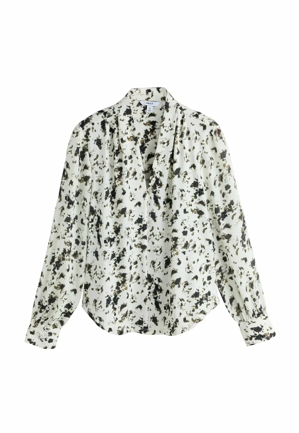 Блузка с длинными рукавами и V-образным вырезом, укороченный крой Next, Ecru Speckle Print