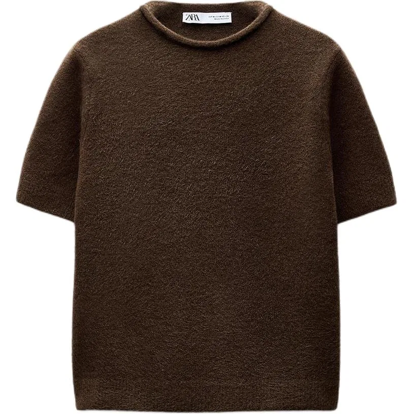 Женский джемпер с круглым вырезом Brown ZARA, Brown