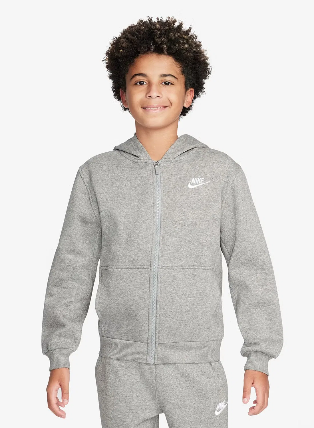 Худи на молнии с капюшоном Nike, серый