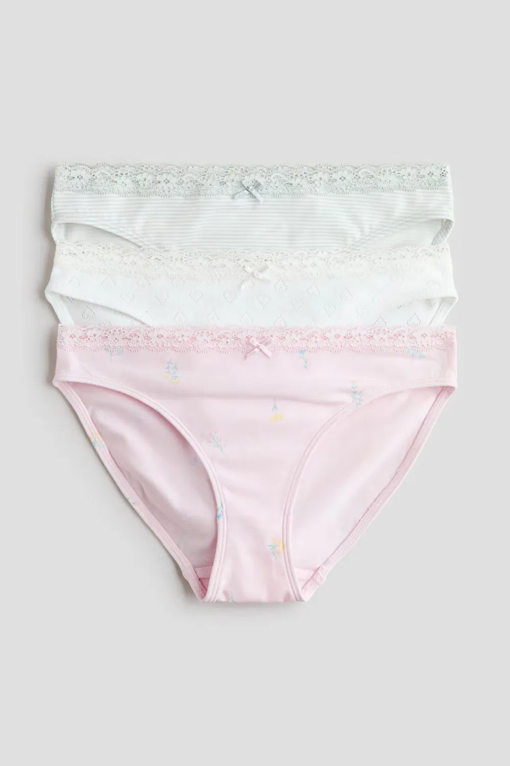 3 хлопковых трусов в упаковке H&M, Hellrosa/Blumen