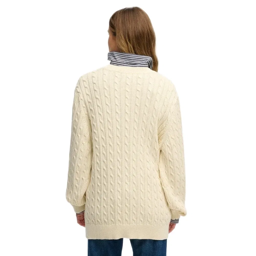 Свитер Oversized Cable V-neck Superdry, желтый — фото 2