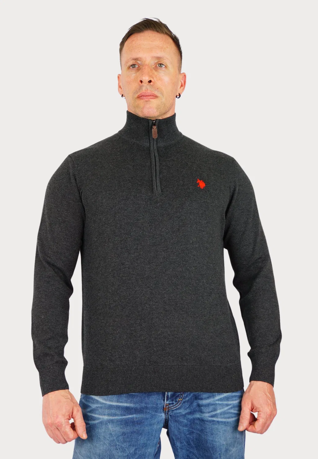 Свитшот с длинным рукавом U.S. Polo Assn., серый — фото 3