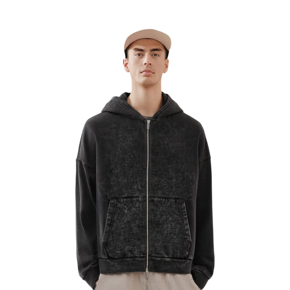 Мужская толстовка с капюшоном Dark Gray ZARA, Темно-серый — фото 4