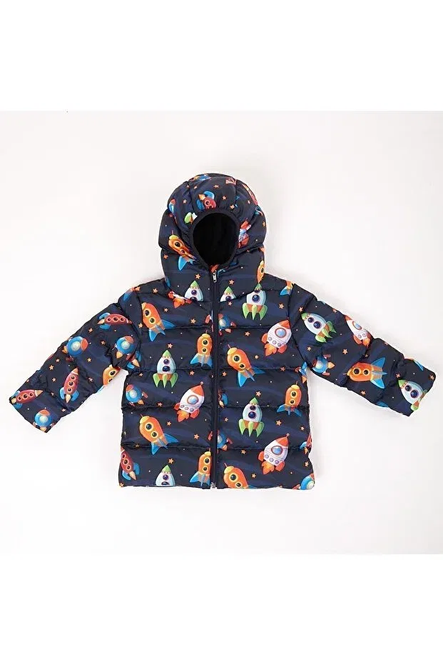 Детское пальто для девочек с принтом Rocket Freemen, Navy Blue