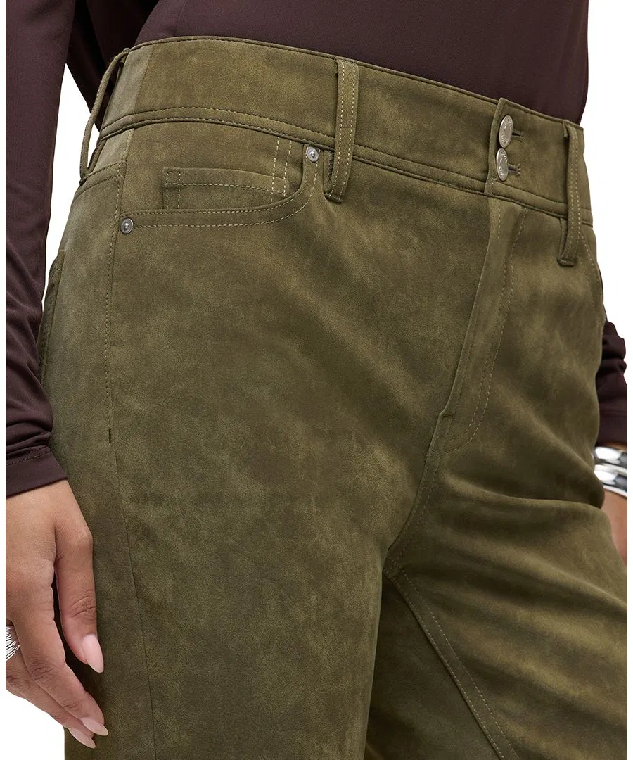 Брюки-клеш из экокожи с высокой посадкой Dani Hudson Jeans, Army Green — фото 4