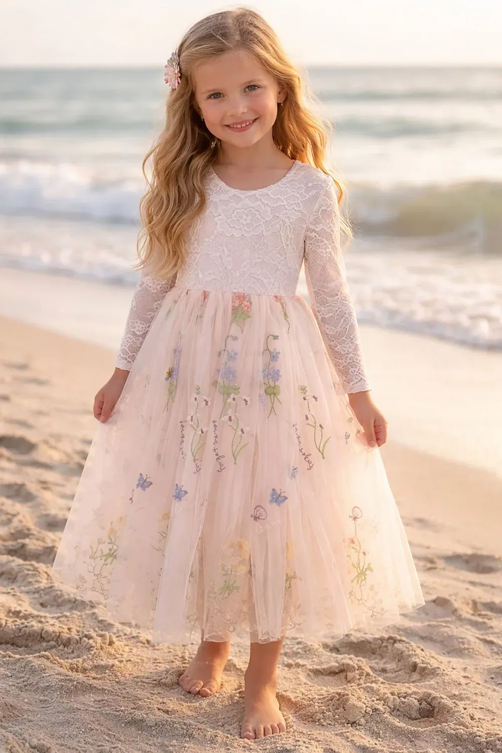 Детское платье для девочек с цветочным принтом Lila party Lilly + Bo, Pink