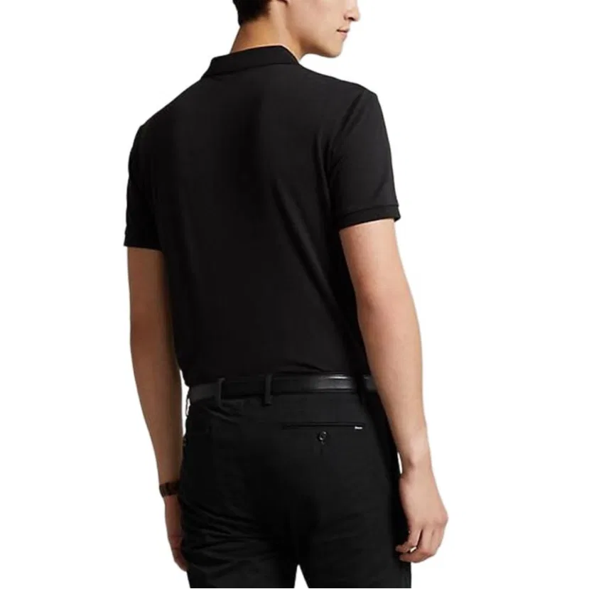 Мужское поло Custom Slim Fit Polo Ralph Lauren, Black — фото 4