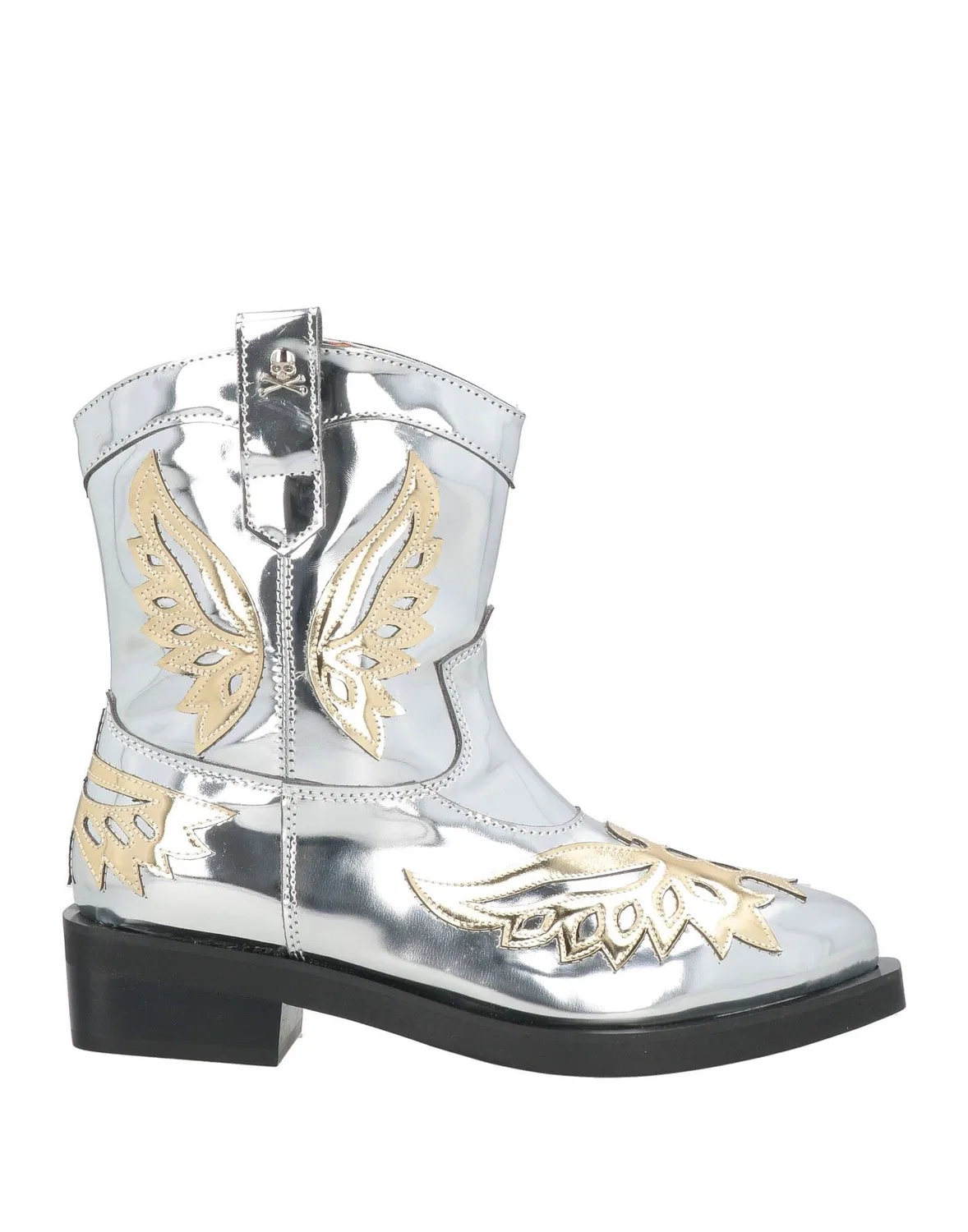 Детские ботинки для девочек на низком каблуке Cowboy Ankle Boots Philipp Plein, серебряный