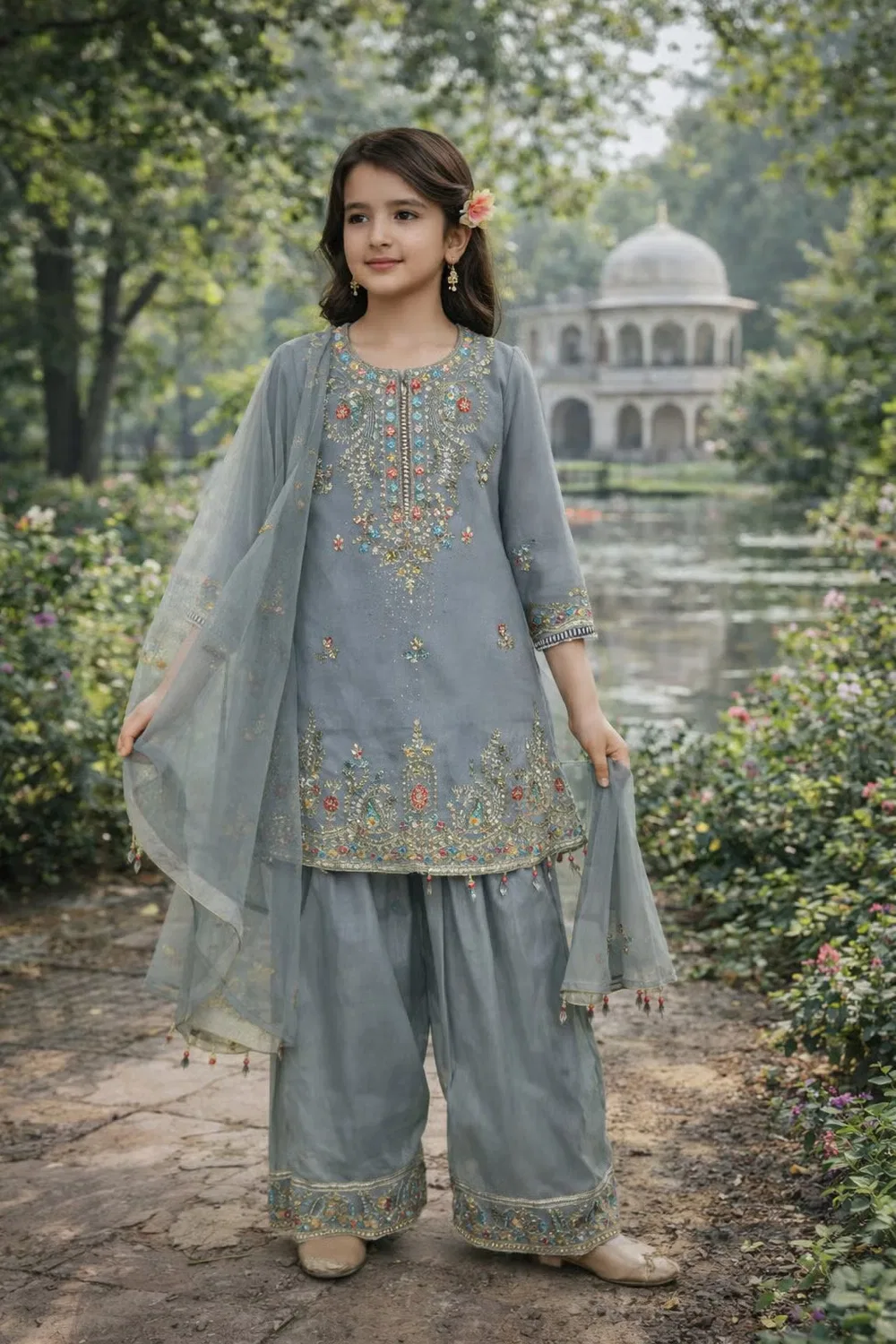 Костюм с вышивкой Mist Eid Set Inaabia, серый