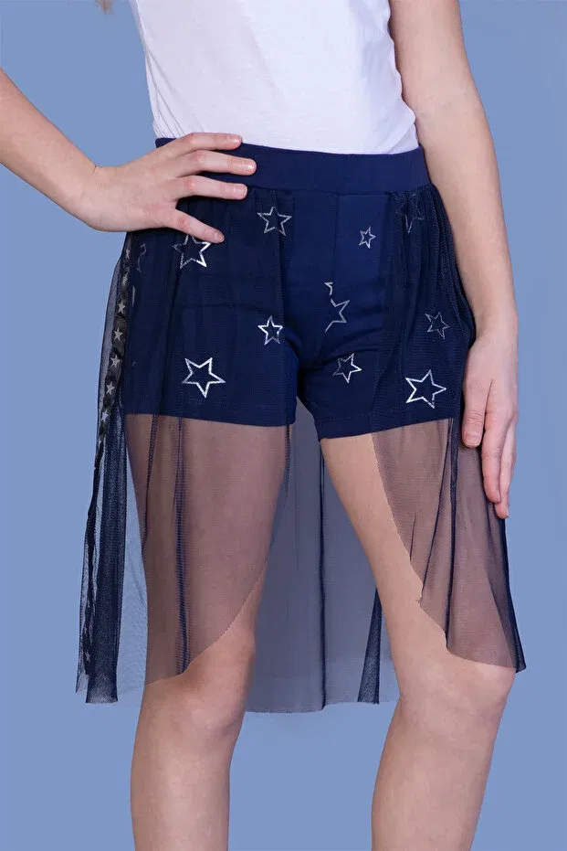 Детские шорты для девочек с принтом Star Printed Lace Toontoy, Navy Blue