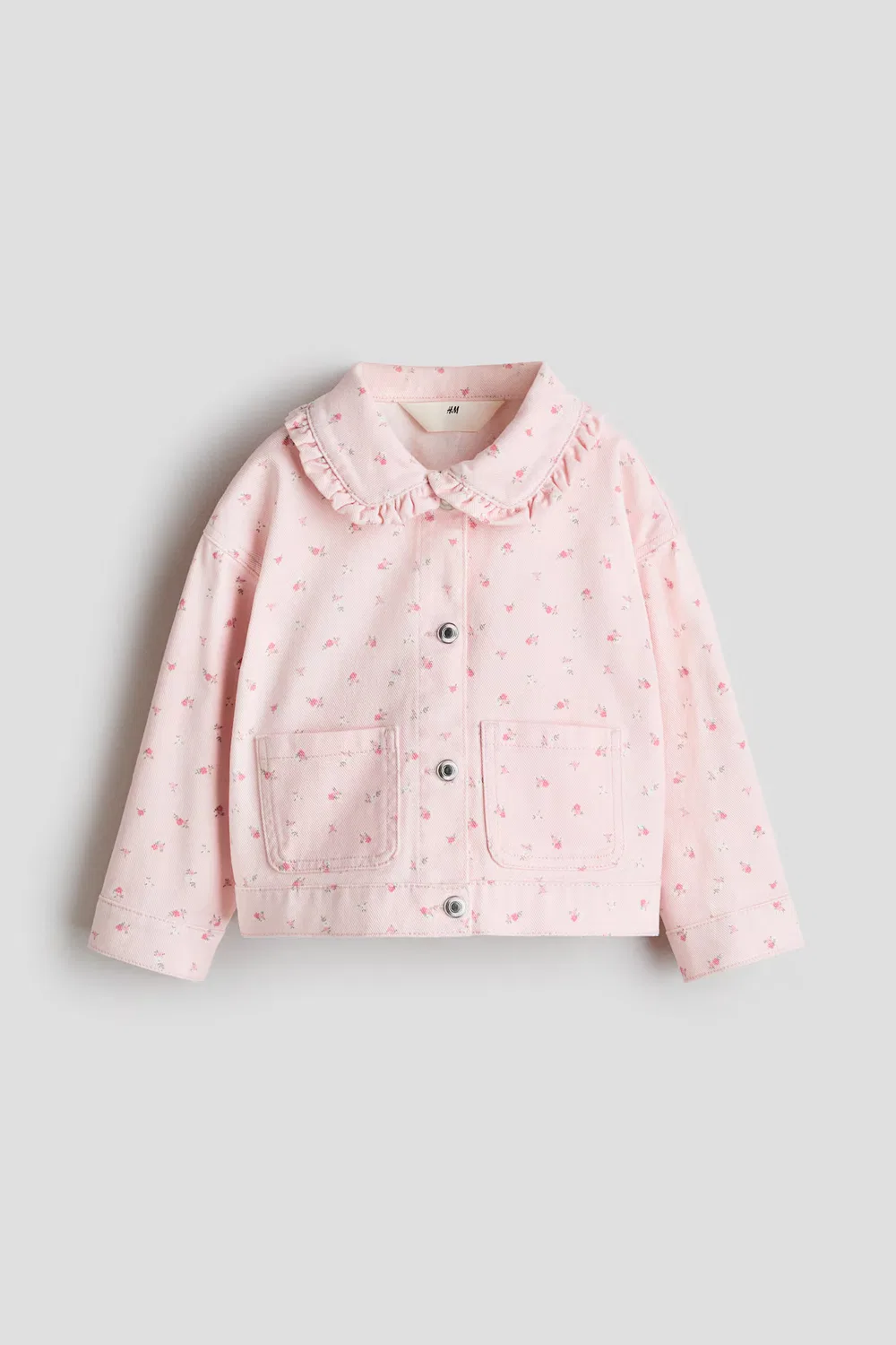 Пиджак из хлопчатобумажной саржи с оборками H&M, Hellrosa/Geblümt