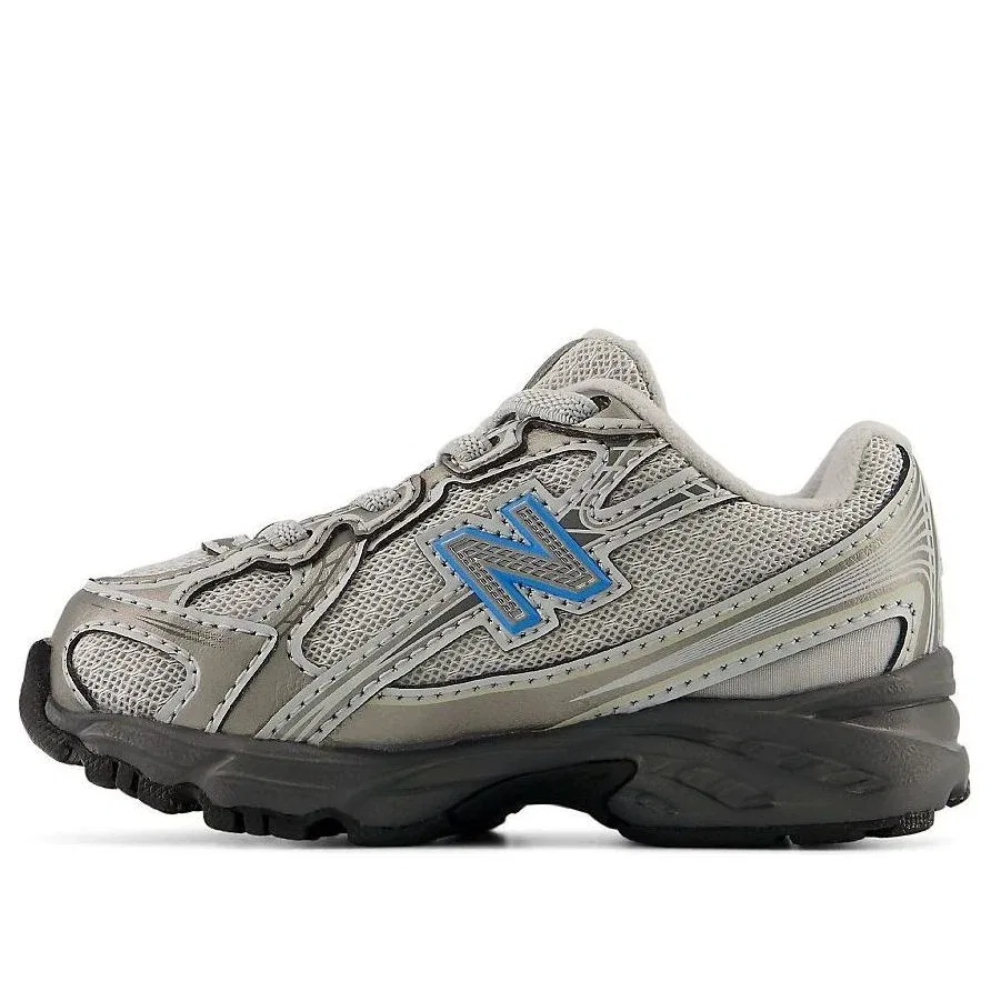Детские кроссовки с сетчатым верхом 740 Bungee Lace 'Dark Gray Silver Fan Blue' New Balance, Dark Gray Silver / Fan Blue