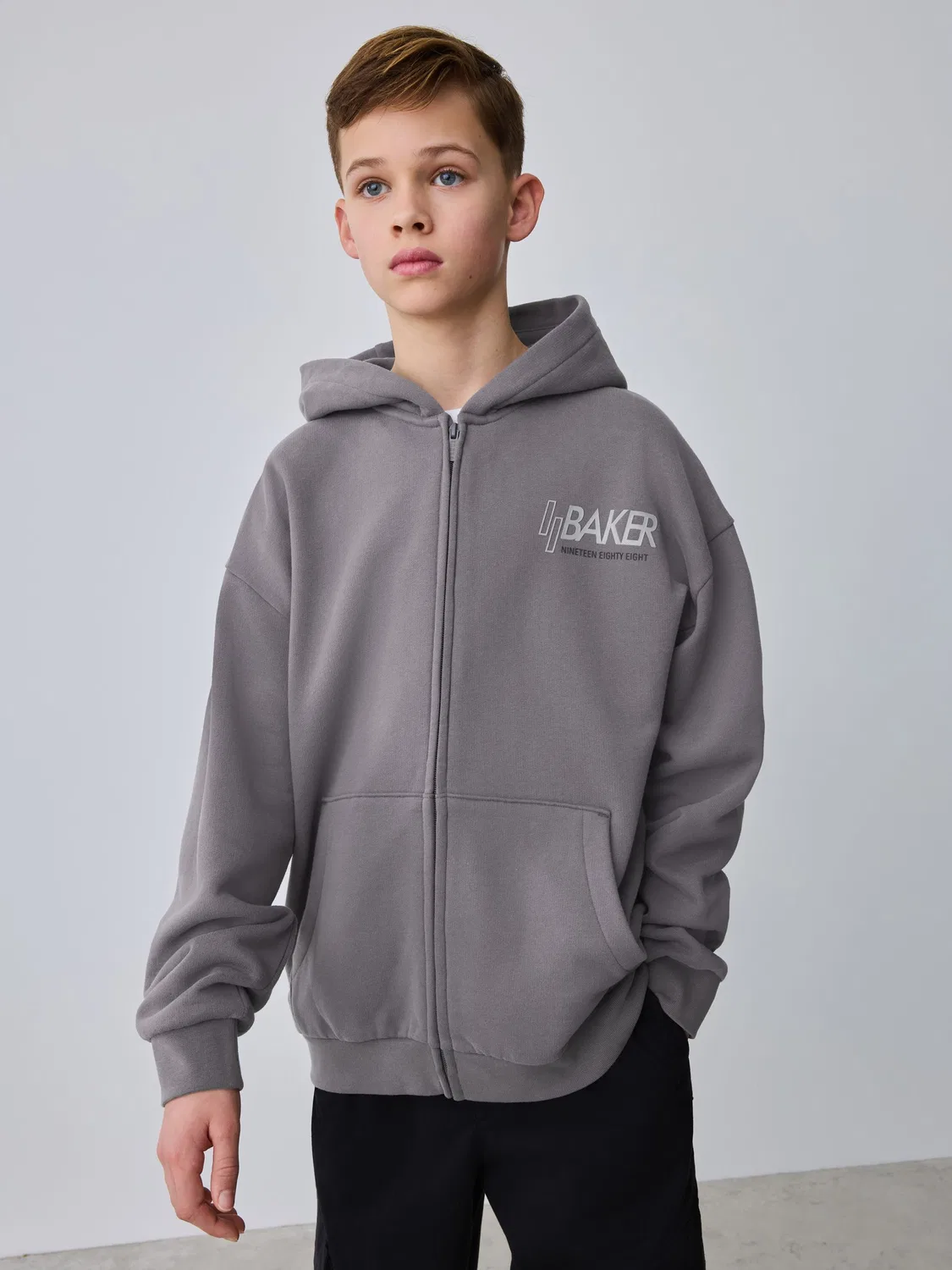 Худи оверсайз Baker by Ted Baker, угольный серый