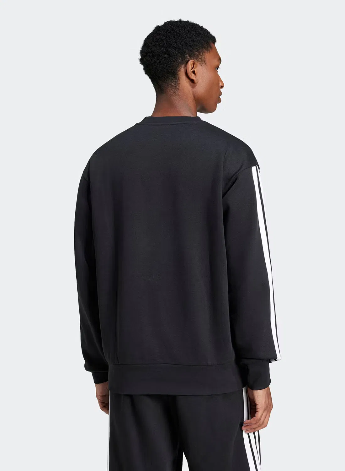 Свитшот с принтом 3-Stripes essential fleece Adidas, черный — фото 2