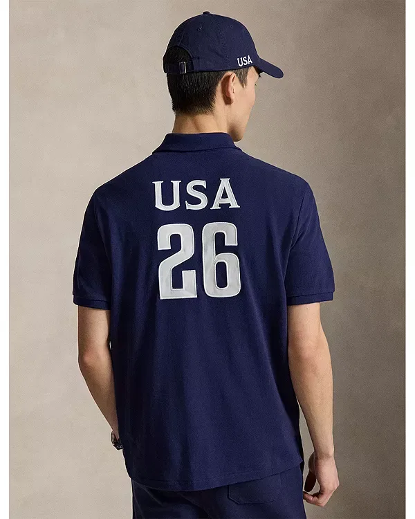 Мужская рубашка поло с коротким рукавом Polo Ralph Lauren, темно-синий — фото 4