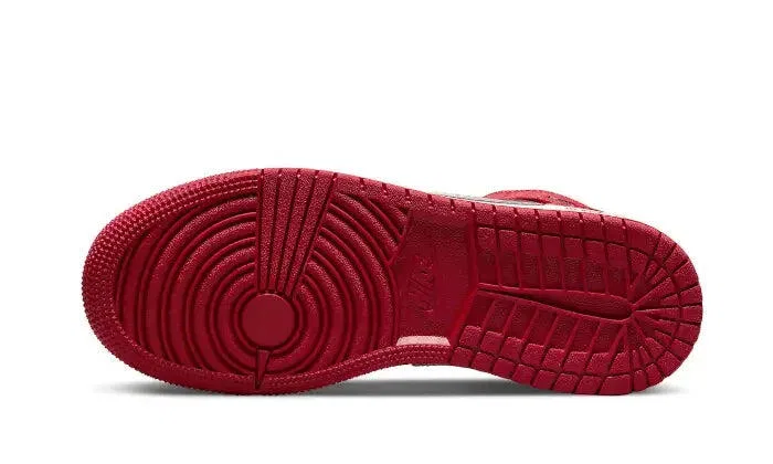 Детские кроссовки с принтом Air Jordan 1 Mid Bred Text Jordan, Schwarz Gym Red White — фото 3
