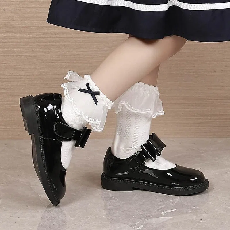 Детские туфли Мэри Джейн для девочек с принтом Princess Ballet Flats JGKDTX, Black — фото 3