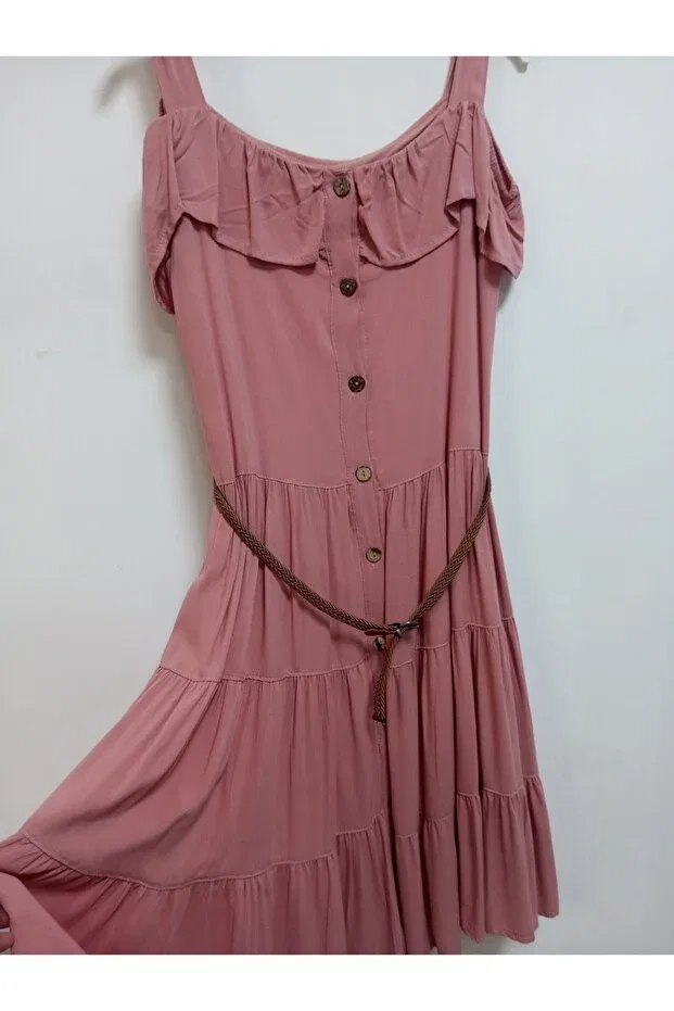 Детское платье для девочек хлопковое Akşen Giyim, Powder Pink — фото 2