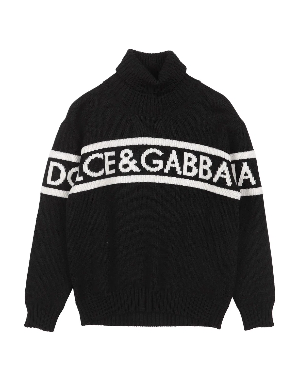 Детский джемпер с воротником-стойкой с длинным рукавом Dolce&Gabbana, черный