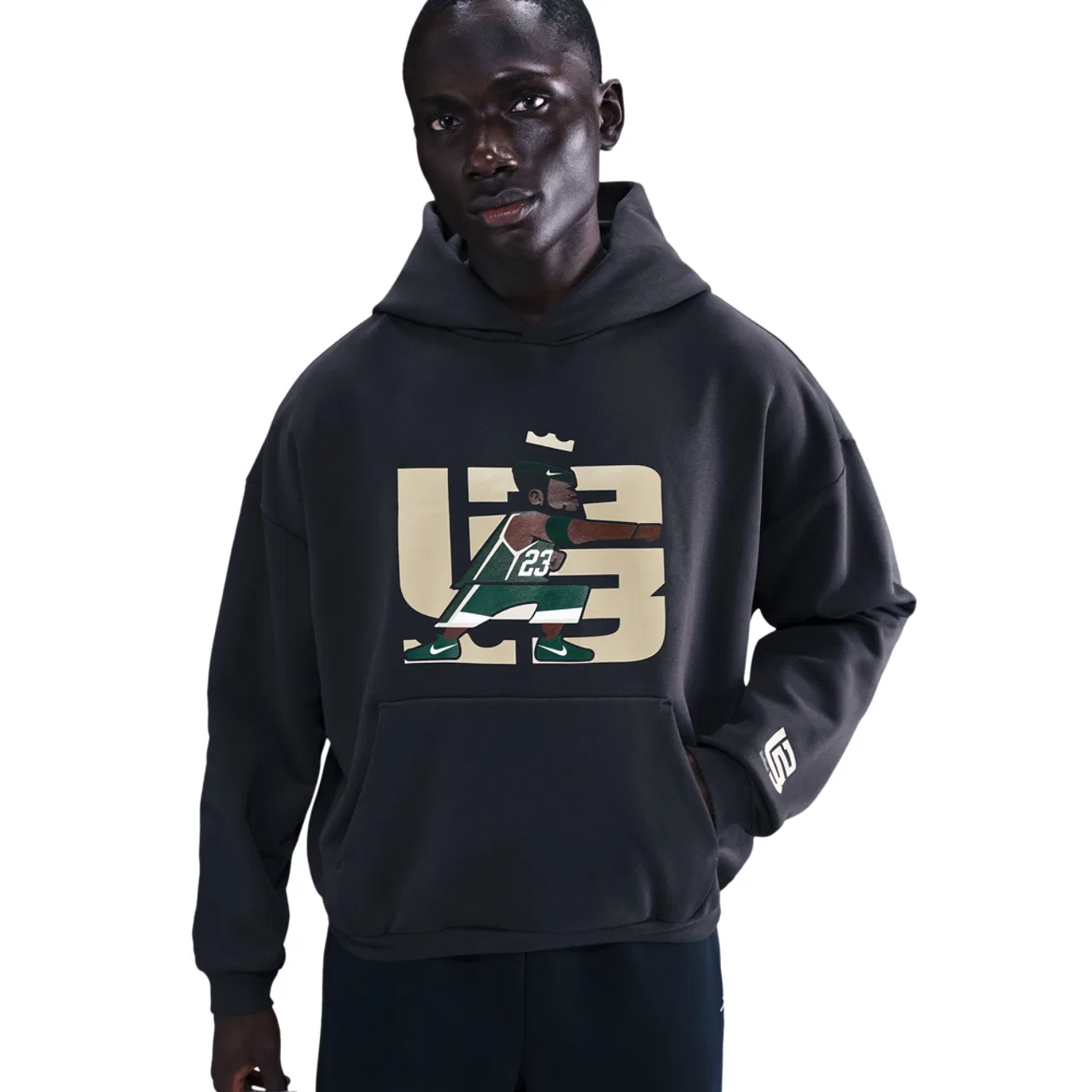 Мужское худи Lebron TF SI Brushed Pullover Nike, цвет Off Noir/White