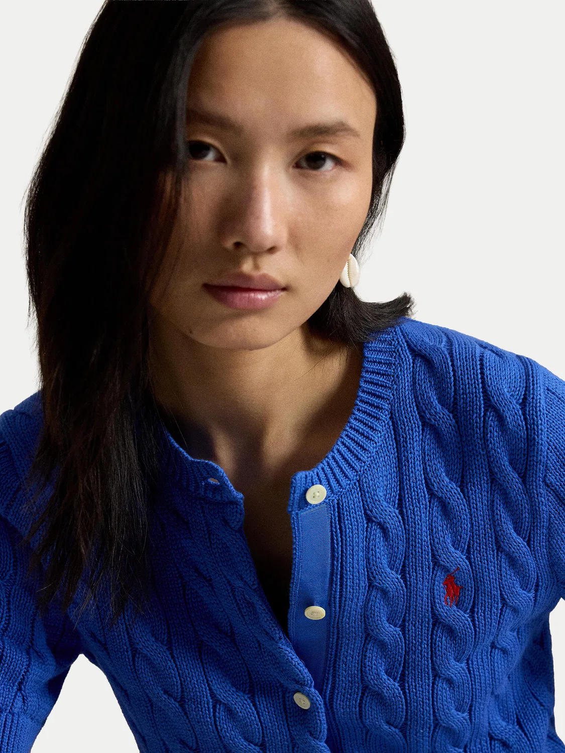 Женский кардиган приталенного кроя Polo Ralph Lauren, синий — фото 4