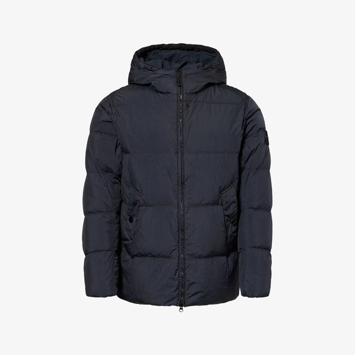 Куртка-пуховик из нейлона с капюшоном crinkle reps Stone Island, темно-синий