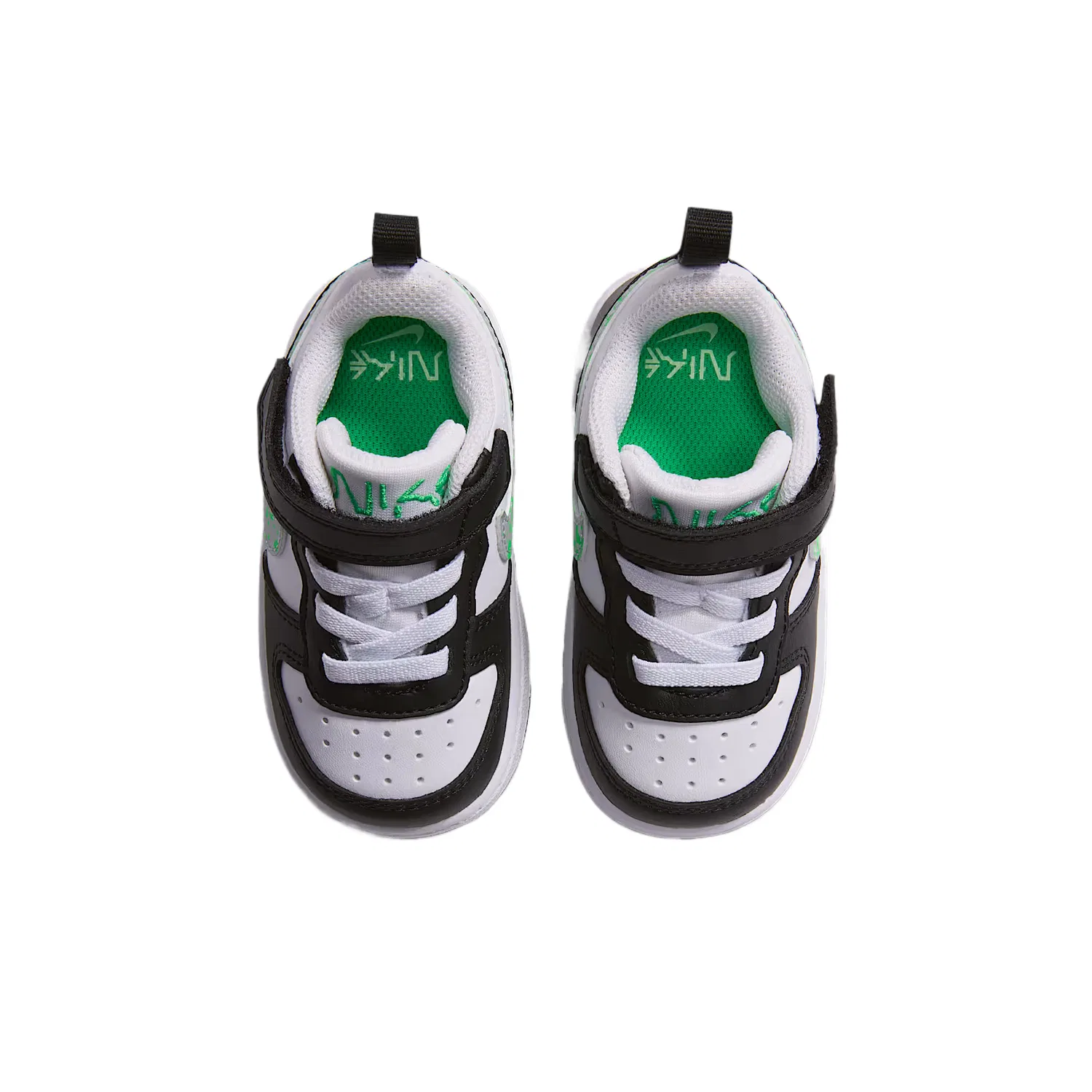 Детские кроссовки для мальчиков Nike Court Borough, White/Black/Bright Green/Metallic Silver — фото 4