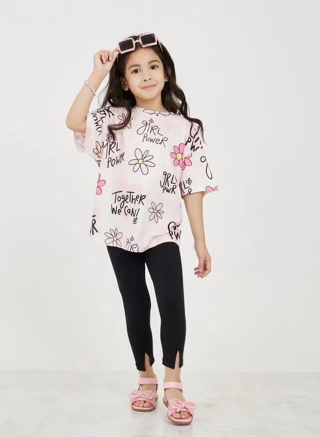 Styli Футболка оверсайз с принтом розовая — фото 2