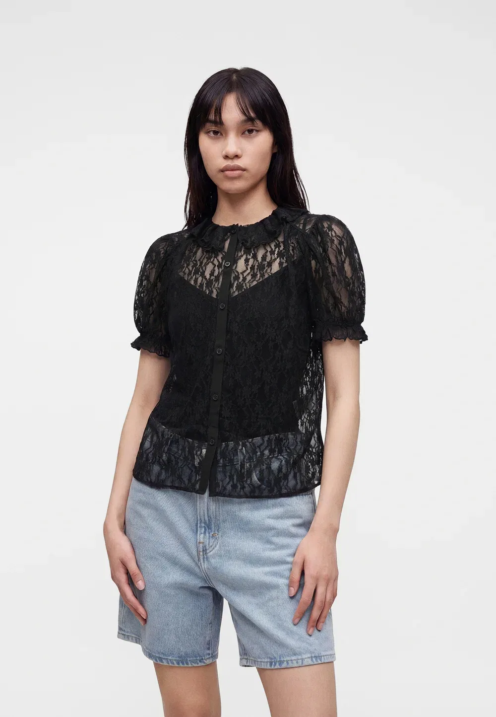 Мода - блузка на пуговицах Gap, True Black — фото 4