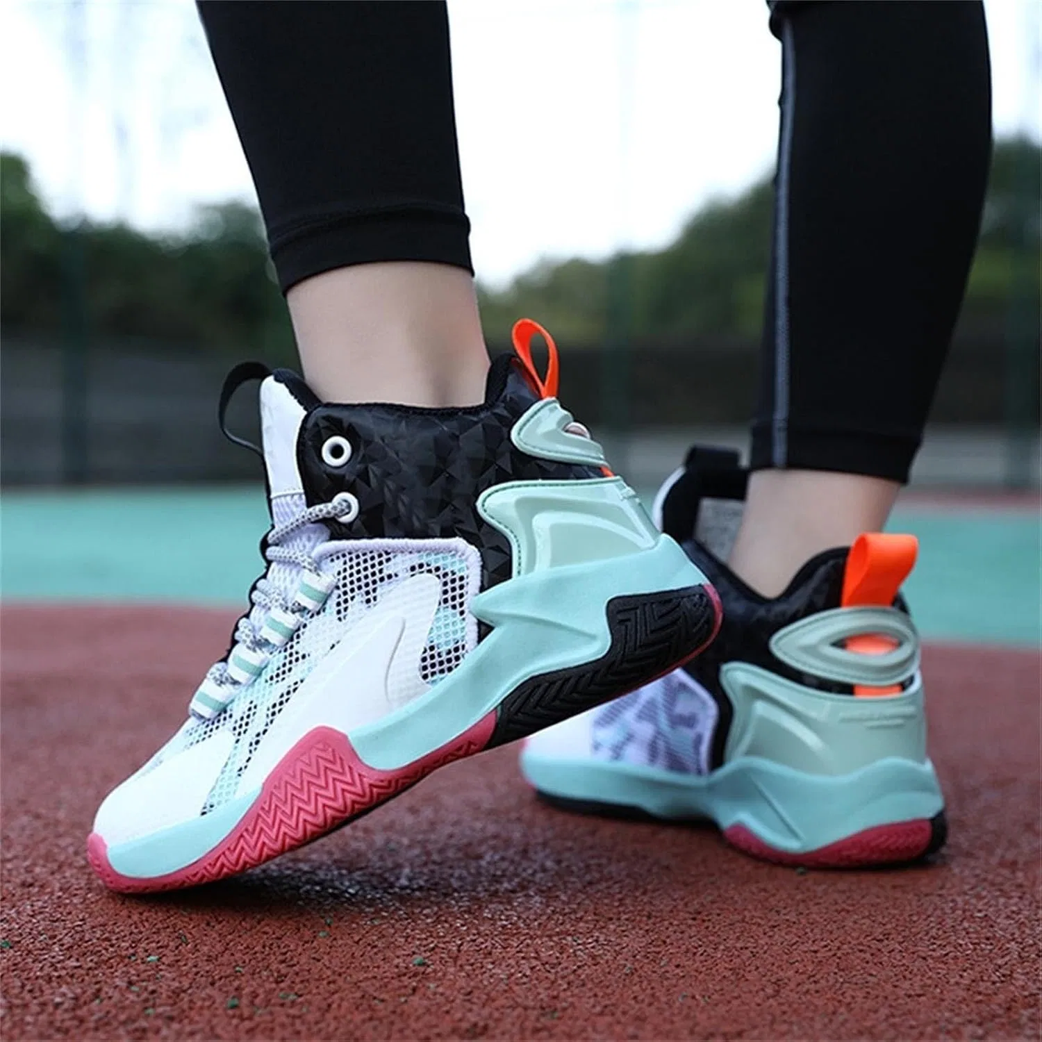 Детские кроссовки для баскетбола с высоким верхом, Mint Green — фото 2