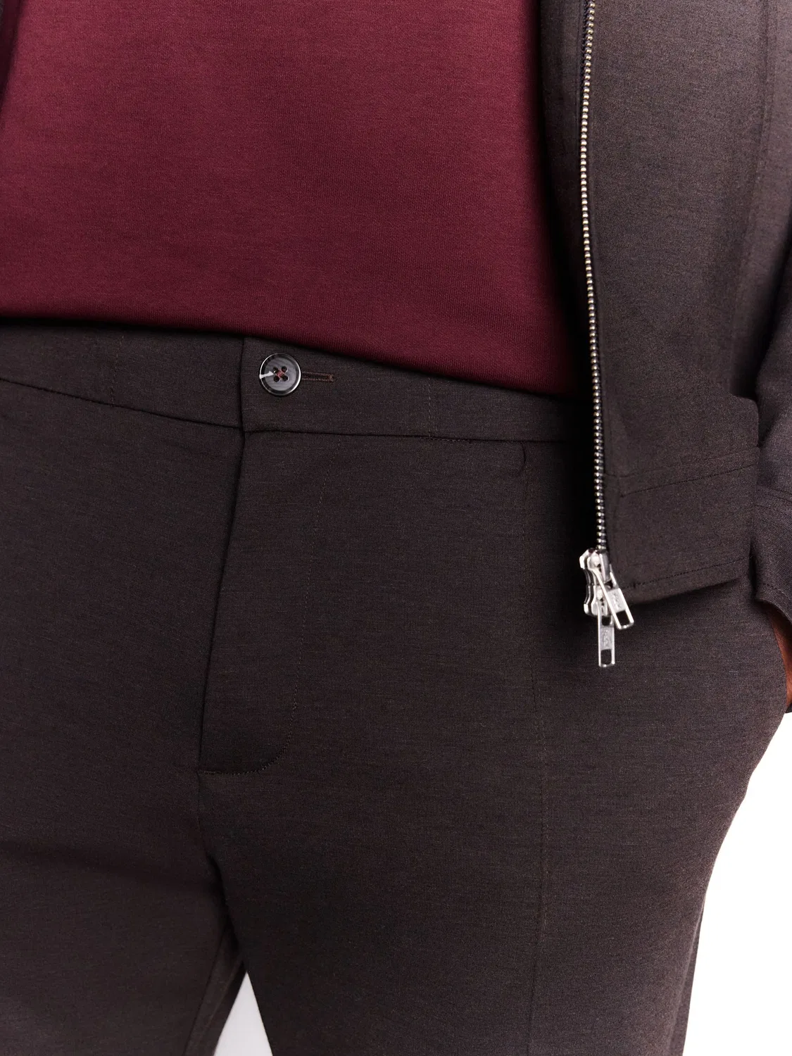 Брюки с эластичным поясом, slim fit Next, коричневый — фото 4