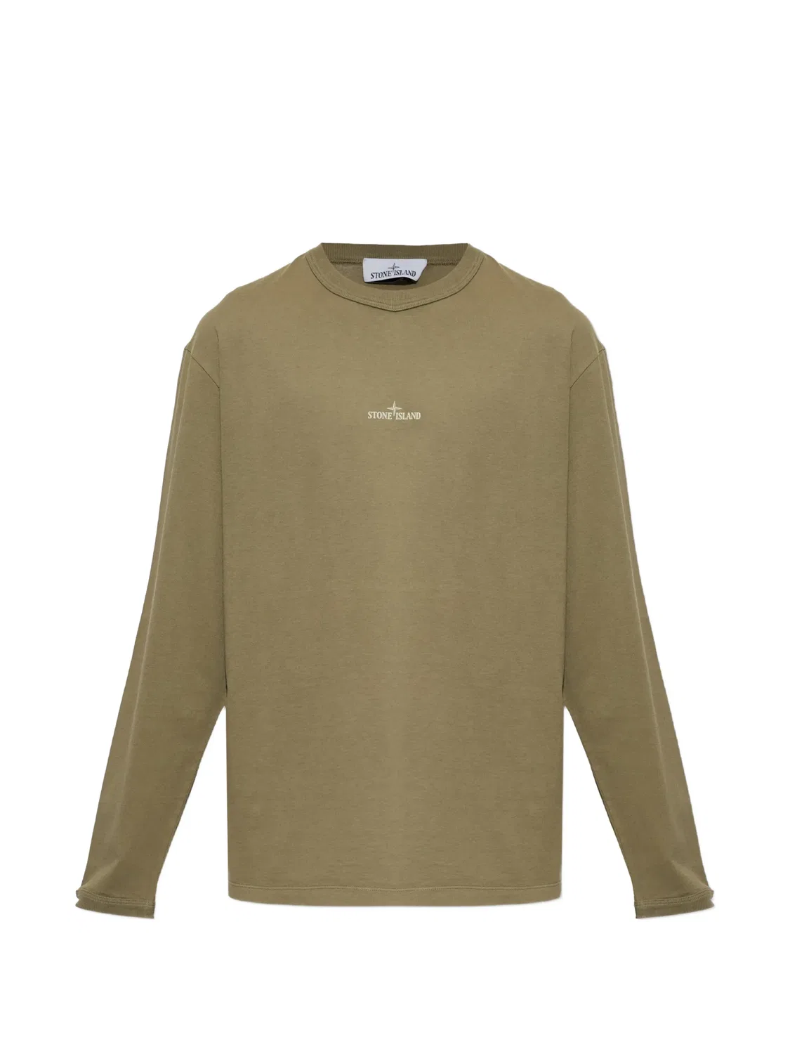 Футболка с длинным рукавом, хлопковая, зеленая Stone Island, зеленый