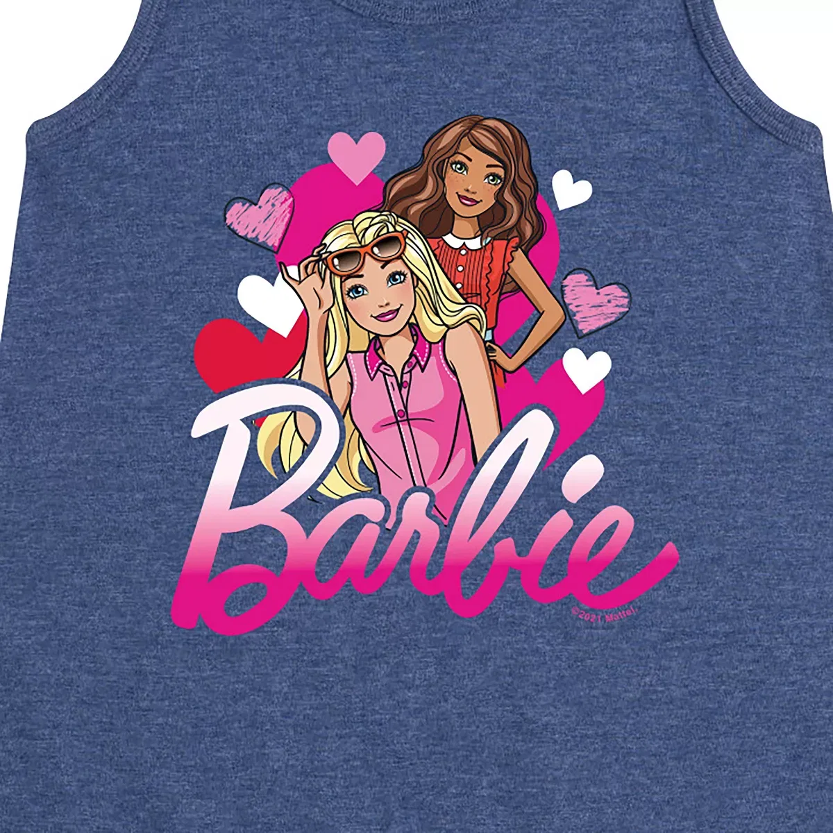 Детское платье-трапеция для девочек без рукавов Barbie BFF Hearts, Heather Navy — фото 2