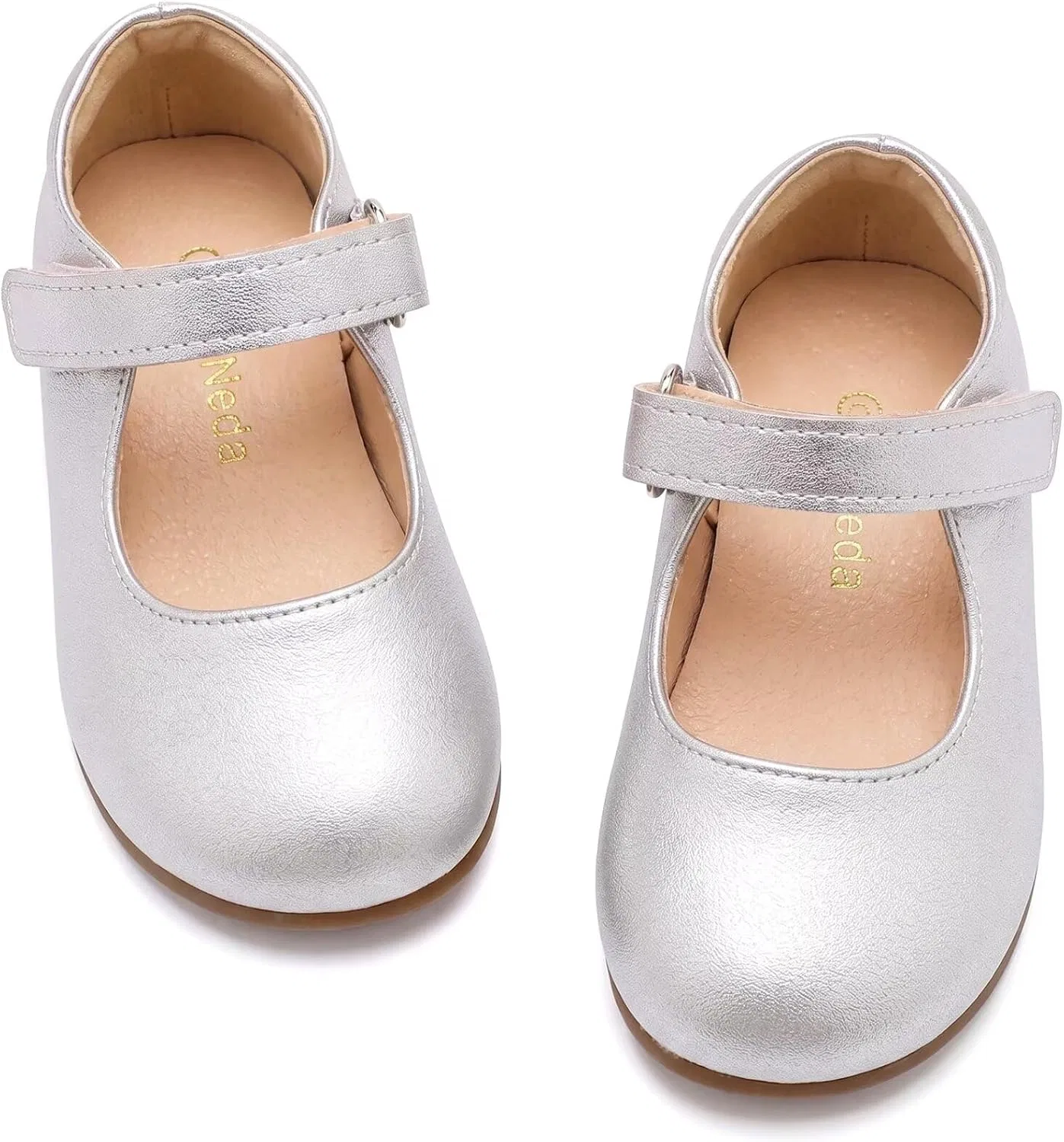 Детские туфли Мэри Джейн для девочек Flower Girl Dress Shoes Mary Janes Flat Nedaan, Silver