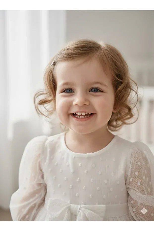 Детское платье для девочек с принтом Eid Polka Dot Tulle Baby Kids Dress Csp Cassiope, White — фото 4