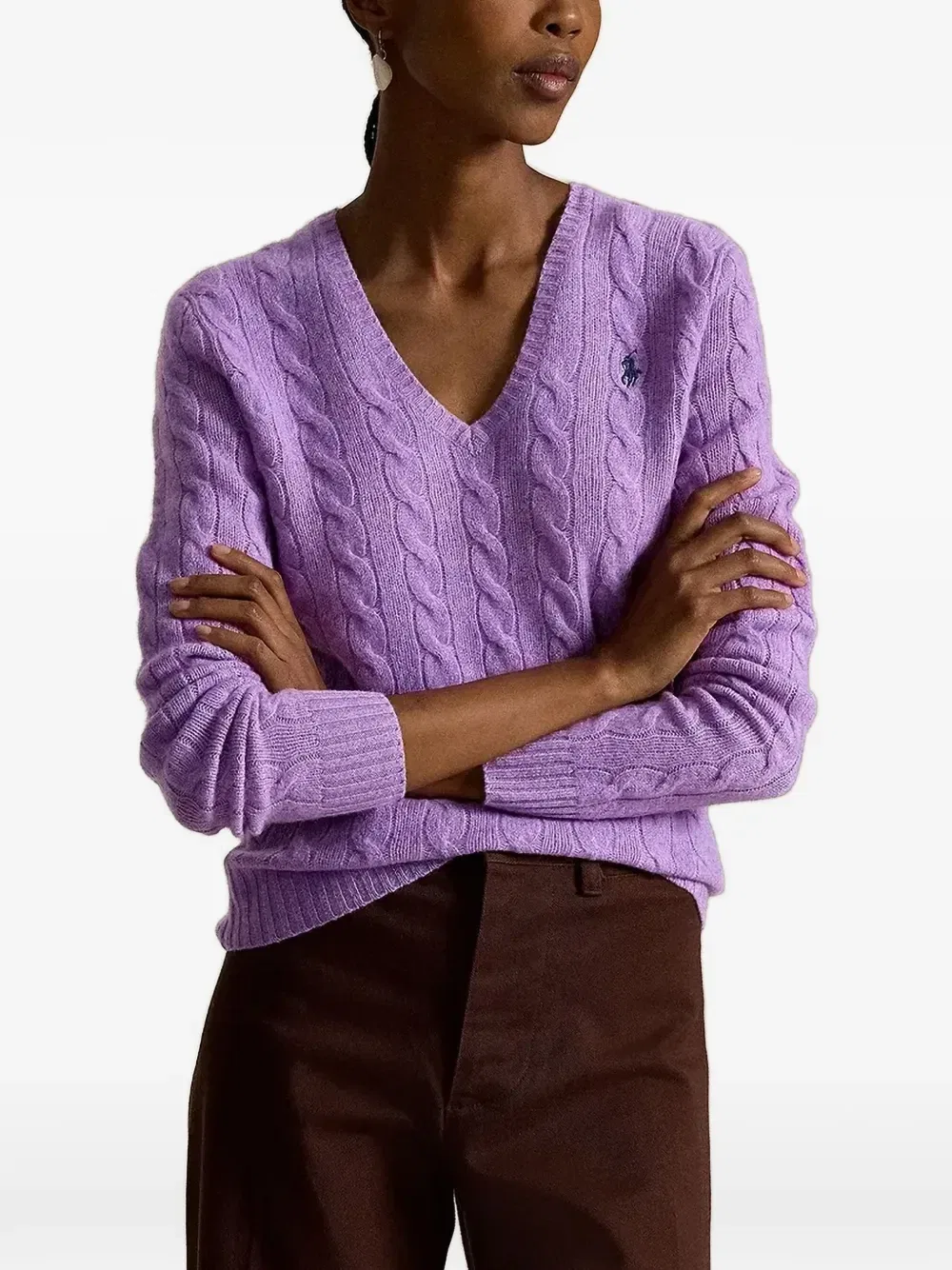 Вязаный свитер с V-образным воротом Polo Ralph Lauren, фиолетовый
