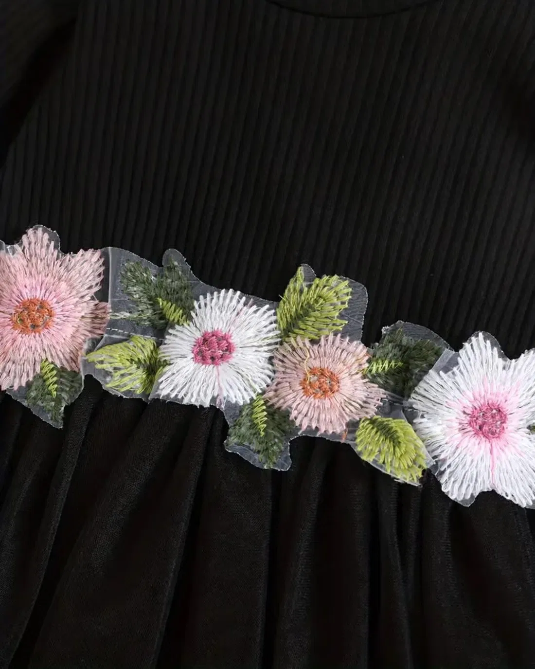 Платье с длинным рукавом с принтом Black floral party dress Niren Enterprise, черный — фото 4