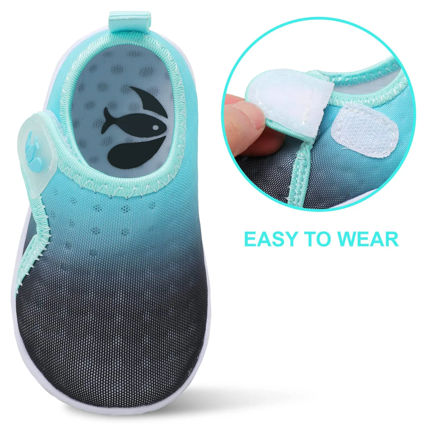 Детские водные туфли для мальчиков и девочек с принтом Zapatos De Agua FEETCITY, Blue Gradient — фото 4