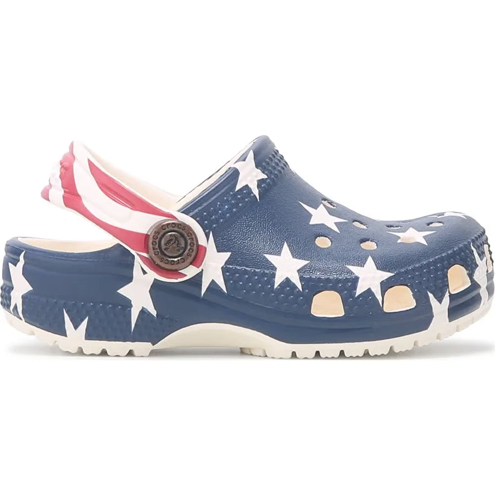 Детские классические сабо с графическим рисунком для малышей Crocs, Chalk Multi — фото 2