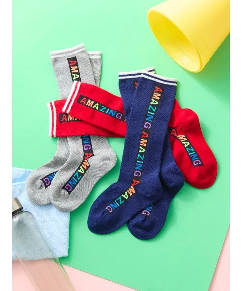 Детские носки с неоновым радужным логотипом, модель Neon Rainbow Logo, tutuanna, Grey
