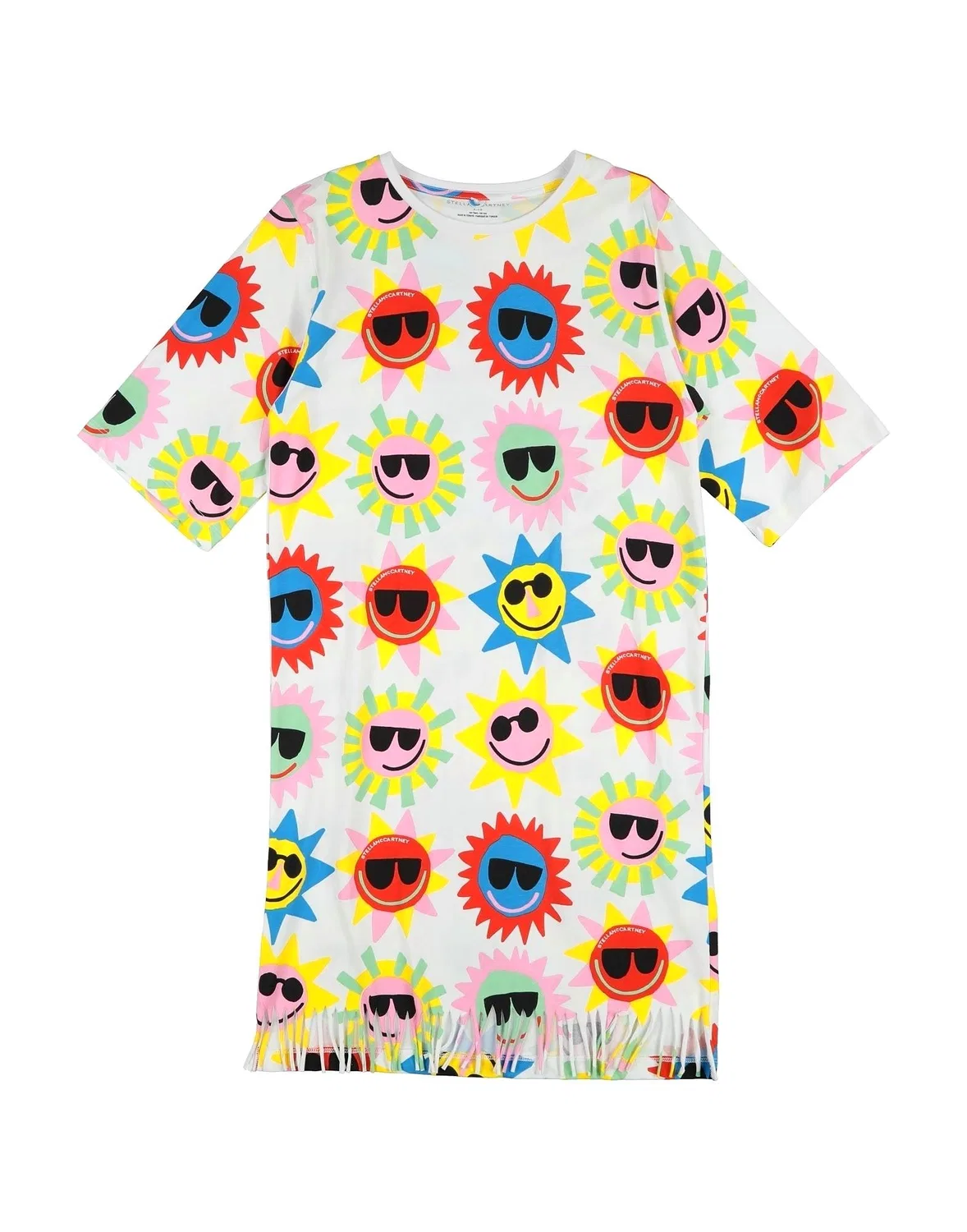 Детское платье из джерси с бахромой Stella Mccartney Kids, белый