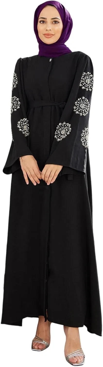 Женское свободное платье-макси с воротником-стойкой, Black