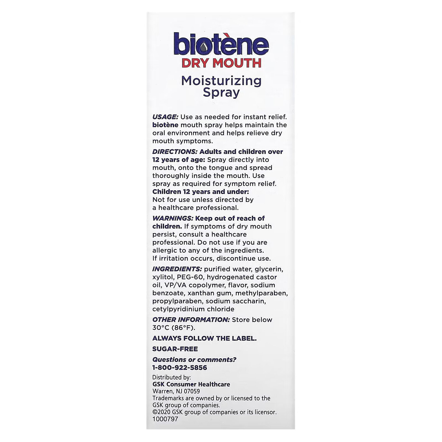 Biotene Dental Products, Увлажняющий спрей для сухого рта, нежная мята, 44,3 мл (1,5 жидк. Унции) — фото 3