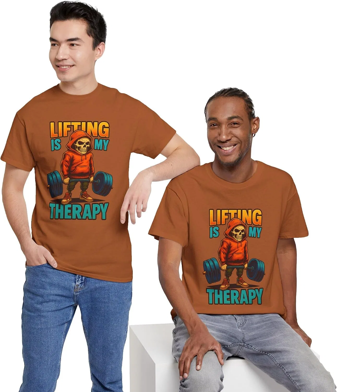 Мужская футболка с принтом Lifting Is My Therapy, Texas Orange — фото 4