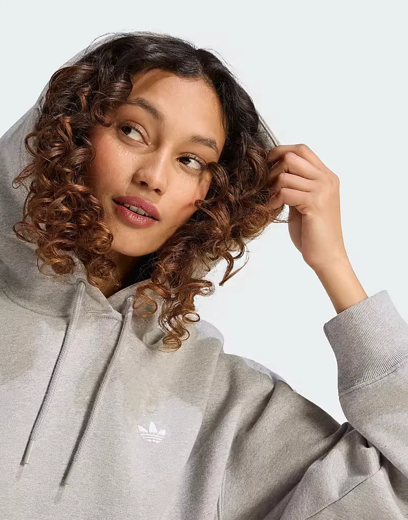 Толстовка Adidas Originals Essentials оверсайз из флиса, средне-серый меланж — фото 2